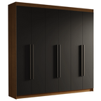 Placard Matrimonial 180 cm 6 Puertas Batientes 4 Cajones Marrón/Negro Venus Madesa