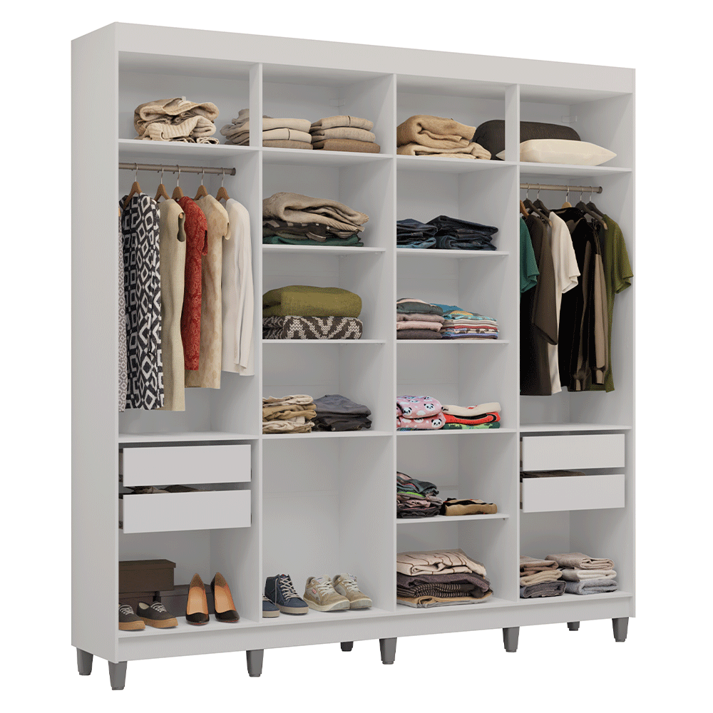 Placard Closet con Patas 4 Cajones 216cm Blanco Venus Madesa