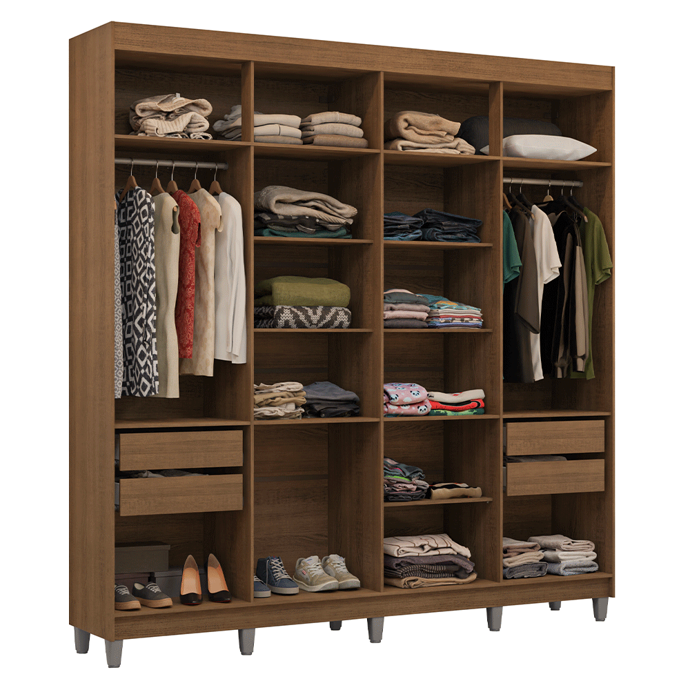 Placard Closet con Patas 4 Cajones 216cm Marrón Venus Madesa