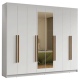 Placard Matrimonial 8 Puertas Batientes con Espejo Venus Blanco/Blanco/Marrón