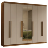 Placard Matrimonial 8 Puertas Batientes con Espejo Venus Marrón/Crema/Marrón