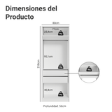 Placard Modular 2 Puertas con Espejo 2 Cajones 1 Perchero Blanco Neo Madesa