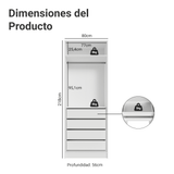 Placard Modular 2 Puertas 4 Cajones 1 Perchero Blanco Neo Madesa