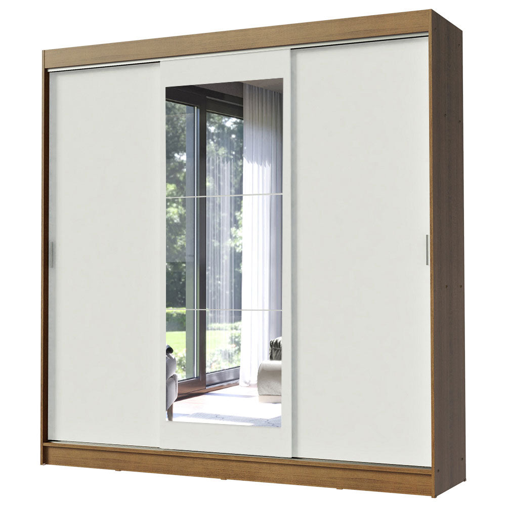 Placard Ropero Casal Madesa Istambul 3 Puertas Corredizas con Espejo 3 Cajones Marrón/Blanco