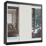 Placard Ropero Casal Madesa Istambul 3 Puertas Corredizas con Espejos 3 Cajones Negro/Blanco