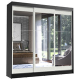 Placard Ropero Casal Madesa Istambul 3 Puertas Corredizas de Espejo 3 Cajones Negro/Blanco