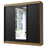 Placard Ropero Casal Madesa Istambul 3 Puertas Corredizas con Espejo 3 Cajones Marrón/Negro