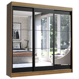 Placard Ropero Casal Madesa Istambul 3 Puertas Corredizas de Espejo 3 Cajones Marrón/Negro