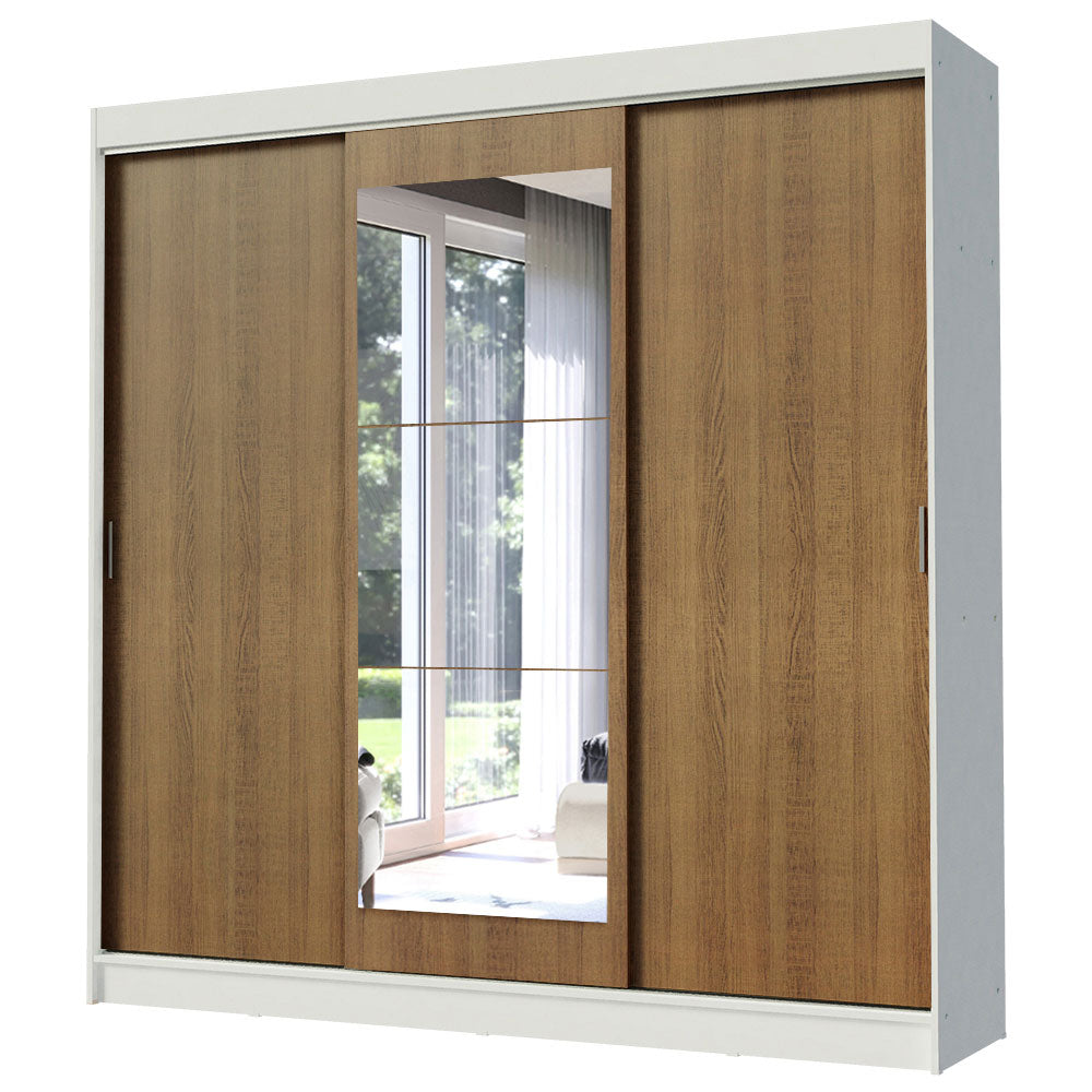 Placard Ropero Casal Madesa Istambul 3 Puertas Corredizas con Espejo 3 Cajones Blanco/Marrón