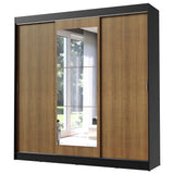 Placard Ropero Casal Madesa Istambul 3 Puertas Corredizas con Espejo 3 Cajones Negro/Marrón