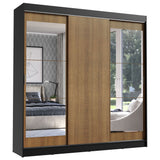 Placard Ropero Casal Madesa Istambul 3 Puertas Corredizas con Espejos 3 Cajones Negro/Marrón