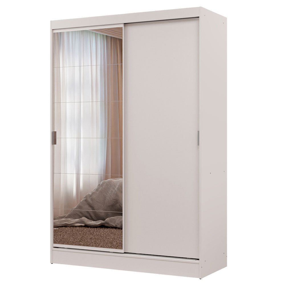 Placard Soltero 2 Puertas Corredizas Espejo 2 Cajones Blanco Max