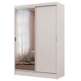 Placard Soltero 2 Puertas Corredizas Espejo 2 Cajones Blanco Max