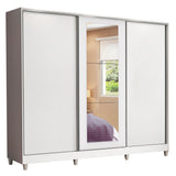Placard Matrimonial 100% MDF Eros 3 Puertas Corredizas con Espejo con Patas Blanco