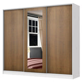 Placard Matrimonial 100% MDF Eros 3 Puertas Corredizas con Espejo Blanco/Marrón