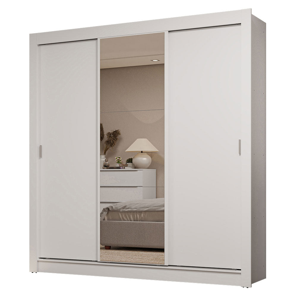 Placard Matrimonial 3 Puertas Corredizas con Espejo 2 Cajones Blanco Sublime