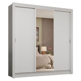 Placard Matrimonial 3 Puertas Corredizas con Espejo 4 Cajones Blanco Sublime Plus