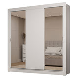 Placard Matrimonial 3 Puertas Corredizas con Espejos 2 Cajones Blanco Sublime