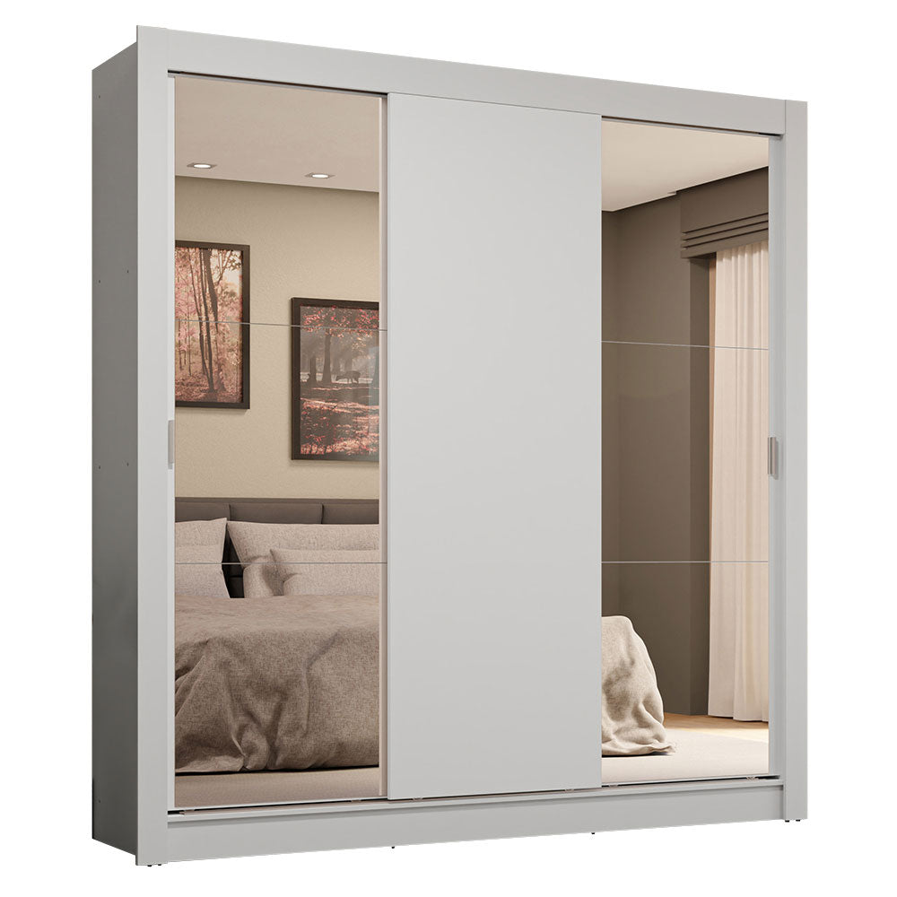 Placard Matrimonial 3 Puertas Corredizas con Espejos 4 Cajones Blanco Sublime Plus