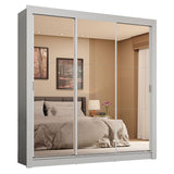 Placard Matrimonial 3 Puertas Corredizas de Espejo 4 Cajones Blanco Sublime Plus