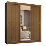 Placard Matrimonial 3 Puertas Corredizas con Espejo 4 Cajones Marrón Sublime Plus