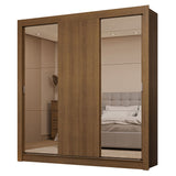Placard Matrimonial 3 Puertas Corredizas con Espejos 2 Cajones Marrón Sublime