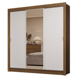 Placard Matrimonial 3 Puertas Corredizas con Espejo 2 Cajones Marrón/Blanco Sublime