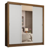 Placard Matrimonial 3 Puertas Corredizas con Espejo 4 Cajones Marrón/Blanco Sublime Plus