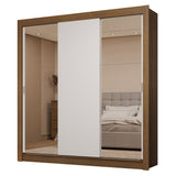 Placard Matrimonial 3 Puertas Corredizas con Espejos 2 Cajones Marrón/Blanco Sublime