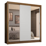 Placard Matrimonial 3 Puertas Corredizas con Espejos 4 Cajones Marrón/Blanco Sublime Plus