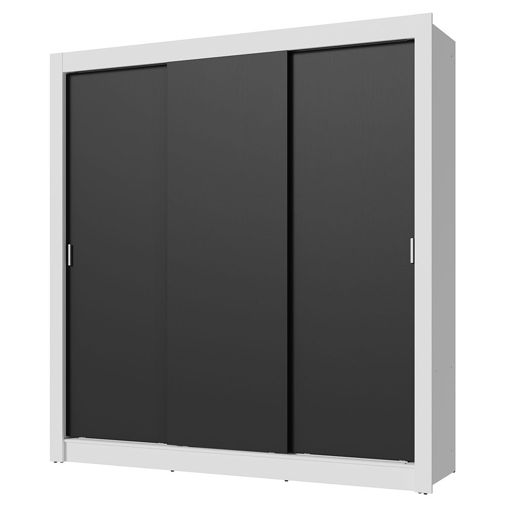 Placard Matrimonial 3 Puertas Corredizas Blanco/Negro Nobre
