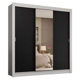 Placard Matrimonial 3 Puertas Corredizas con Espejo 4 Cajones Blanco/Negro Sublime Plus