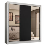 Placard Matrimonial 3 Puertas Corredizas con Espejos 4 Cajones Blanco/Negro Sublime Plus
