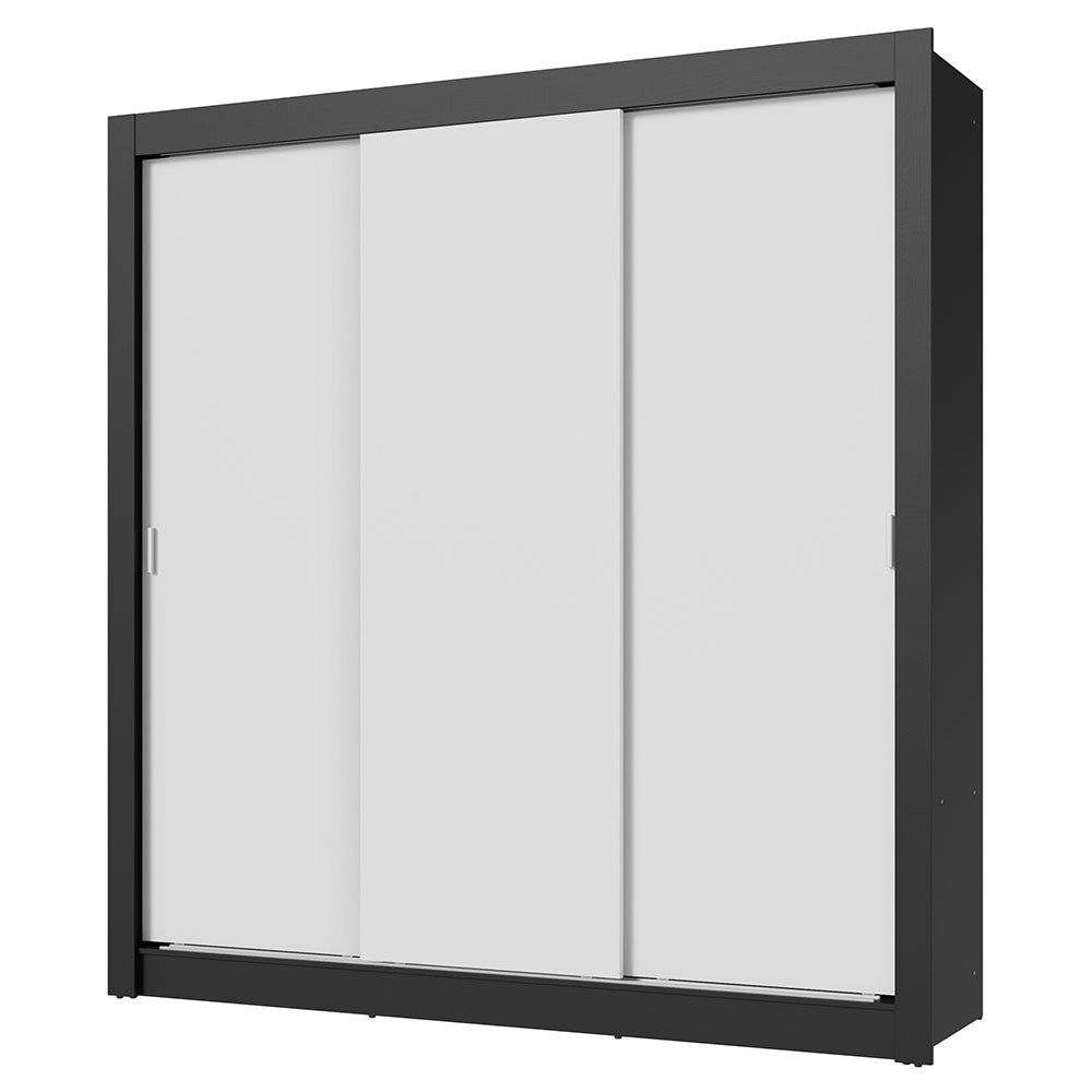 Placard Matrimonial 3 Puertas Corredizas Negro/Blanco Nobre