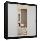 Placard Matrimonial 3 Puertas Corredizas con Espejo 4 Cajones Negro/Blanco Sublime Plus