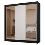 Placard Matrimonial 3 Puertas Corredizas con Espejos 2 Cajones Negro/Blanco Sublime