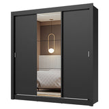 Placard Matrimonial 3 Puertas Corredizas con Espejo Negro Nobre