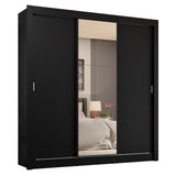 Placard Matrimonial 3 Puertas Corredizas con Espejo 4 Cajones Negro Sublime Plus