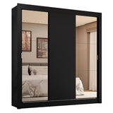 Placard Matrimonial 3 Puertas Corredizas con Espejos 4 Cajones Negro Sublime Plus