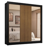 Placard Matrimonial 3 Puertas Corredizas con Espejos 4 Cajones Negro/Marrón Sublime Plus