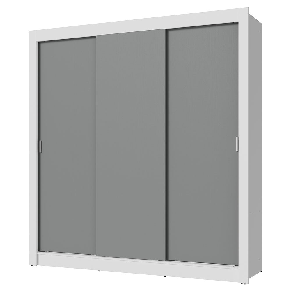 Placard Matrimonial 3 Puertas Corredizas Blanco/Gris Nobre