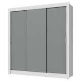 Placard Matrimonial 3 Puertas Corredizas Blanco/Gris Nobre