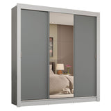 Placard Matrimonial 3 Puertas Corredizas con Espejo 4 Cajones Blanco/Gris Sublime Plus
