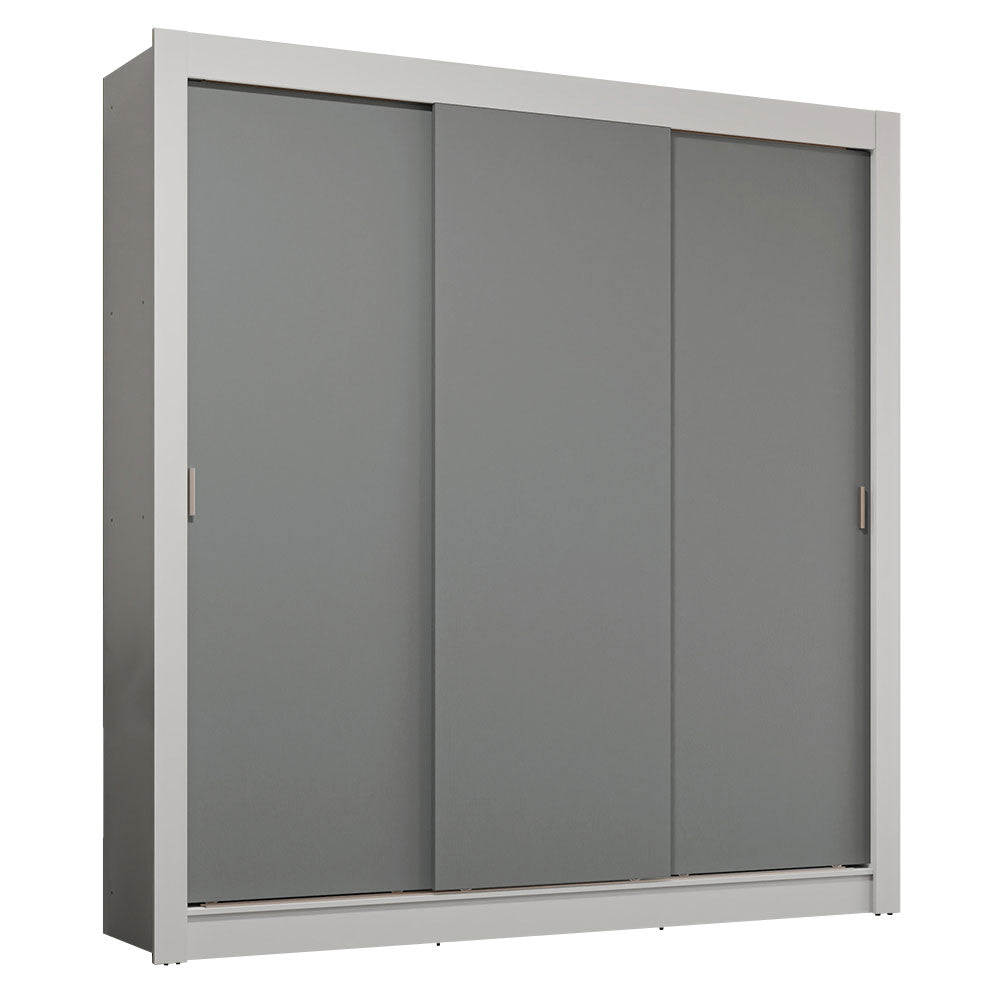 Placard Matrimonial 3 Puertas Corredizas 4 Cajones Blanco/Gris Sublime Plus
