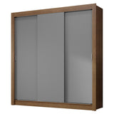 Placard Matrimonial 3 Puertas Corredizas con Espejos Blanco/Gris Nobre