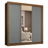 Placard Matrimonial 3 Puertas Corredizas 4 Cajones Blanco/Gris Sublime Plus