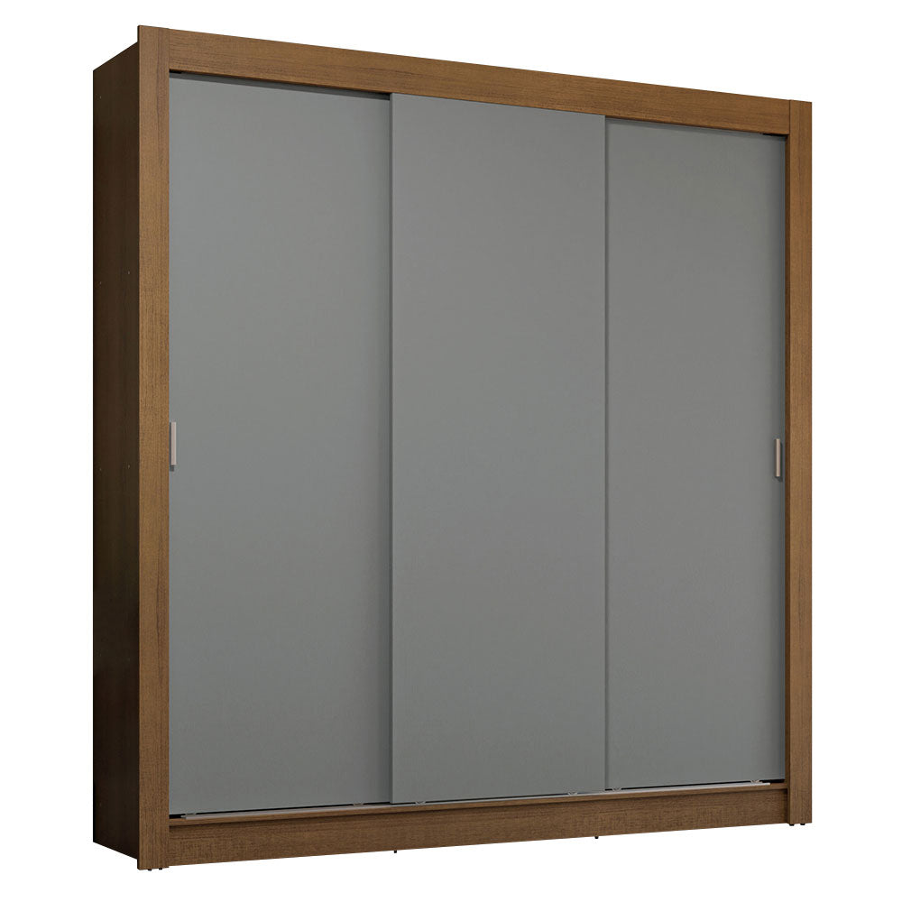 Placard Matrimonial 3 Puertas Corredizas con Espejos 4 Cajones Marrón/Gris Sublime Plus