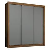 Placard Matrimonial 3 Puertas Corredizas con Espejos 4 Cajones Marrón/Gris Sublime Plus