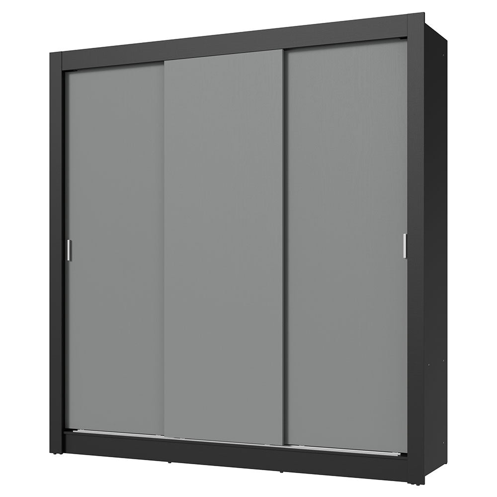 Placard Matrimonial 3 Puertas Corredizas Negro/Gris Nobre