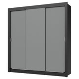 Placard Matrimonial 3 Puertas Corredizas Negro/Gris Nobre